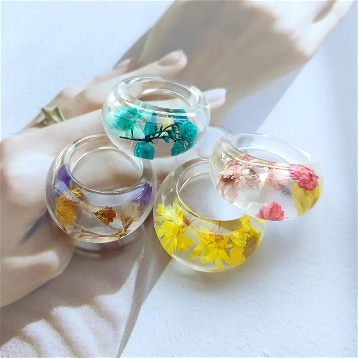 Women'S Real Y2K Fashion - Anillo bonito de resina transparente con