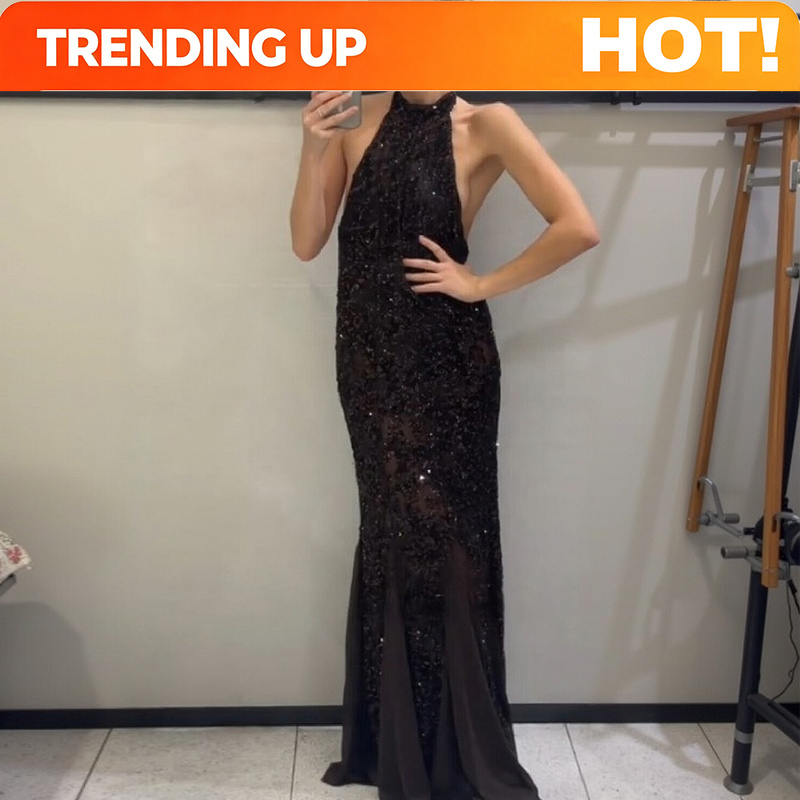 Women Fashion Gown - Elegante Vestido Largo de Lentejuelas Brillantes