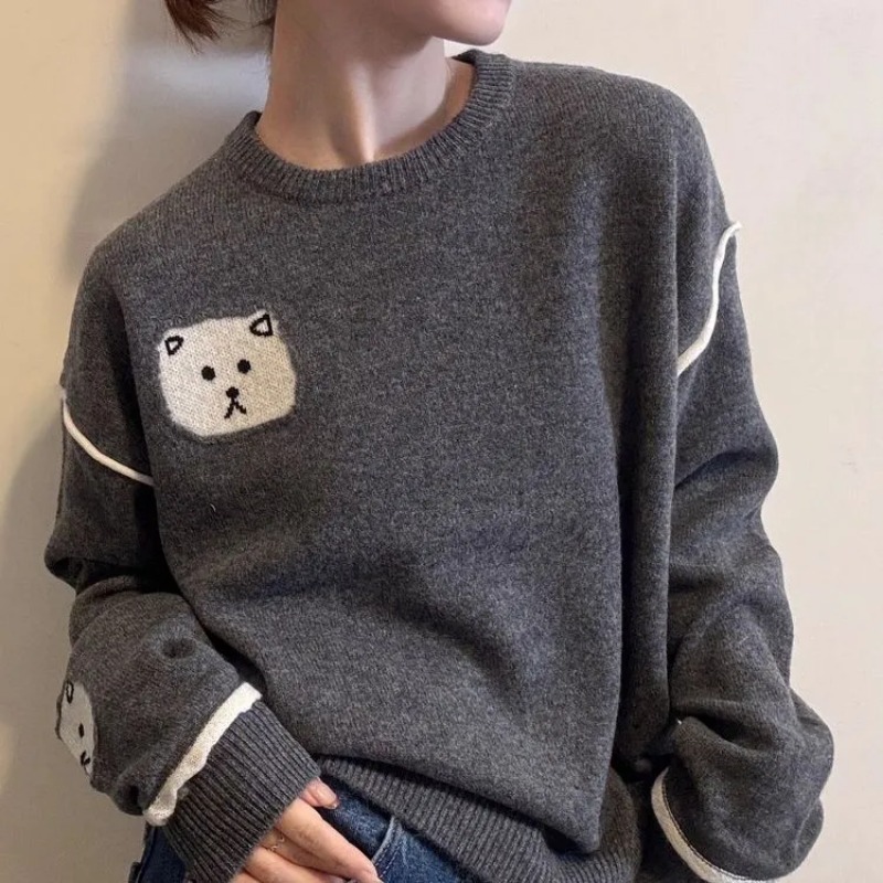 Xxl Women Fashion - Suéter de Punto con Cuello Redondo