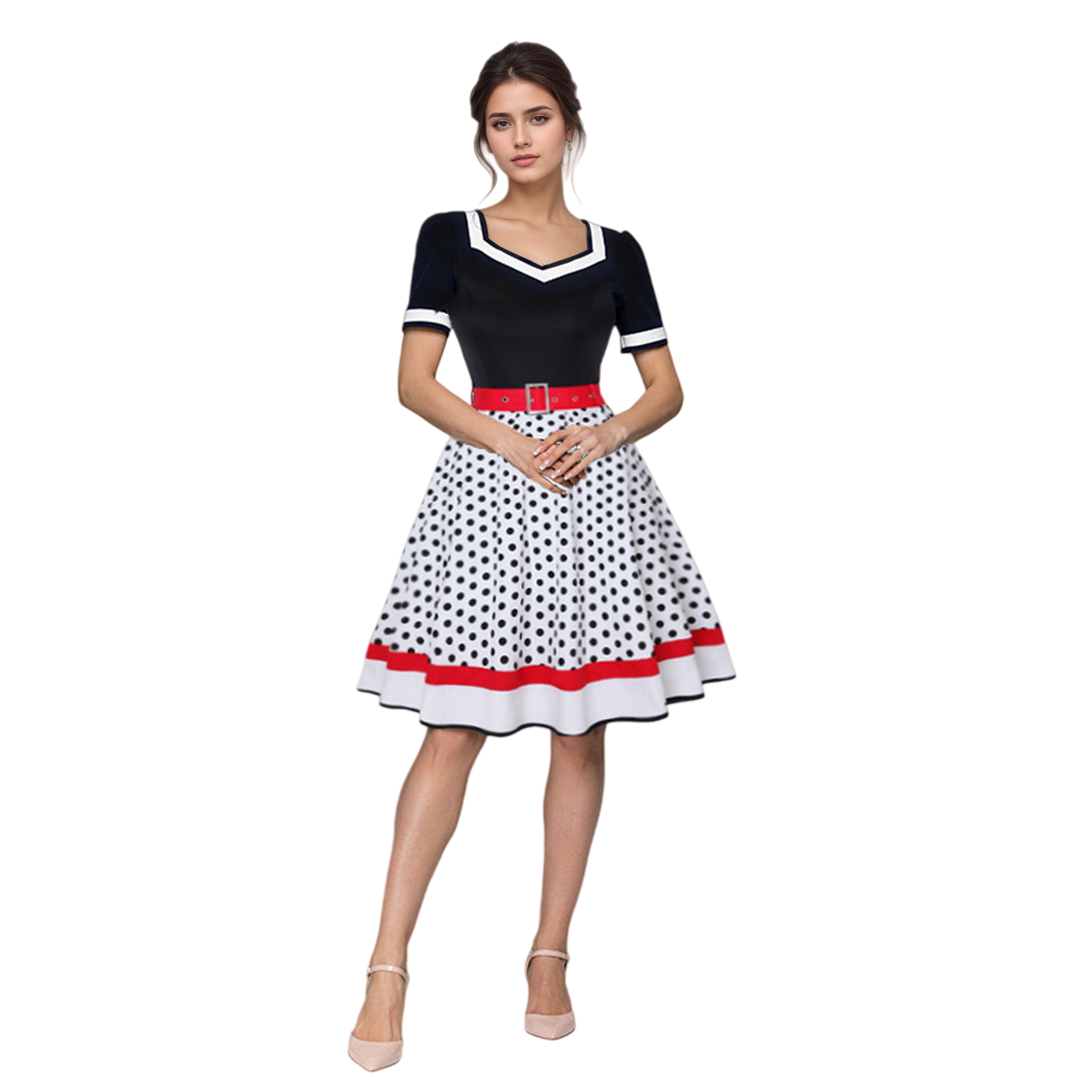Women'S Fashion Of The 50S - Vestido Vintage de manga corta con