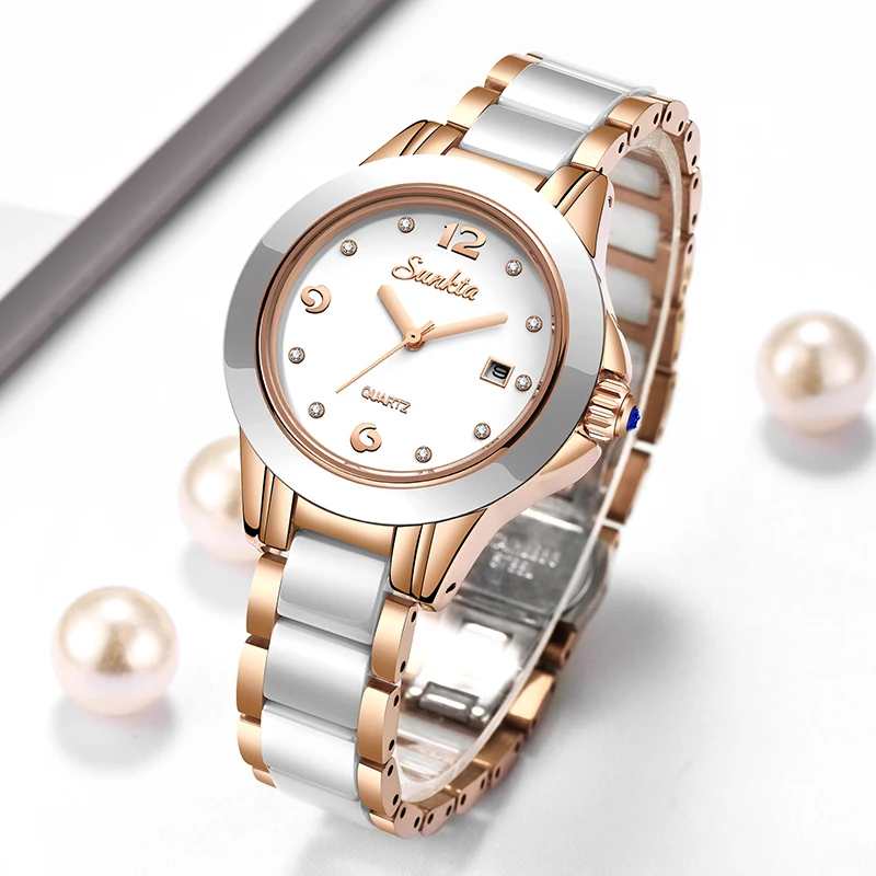 Women Fashion Simple - Reloj Sunkta de cuarzo informal a