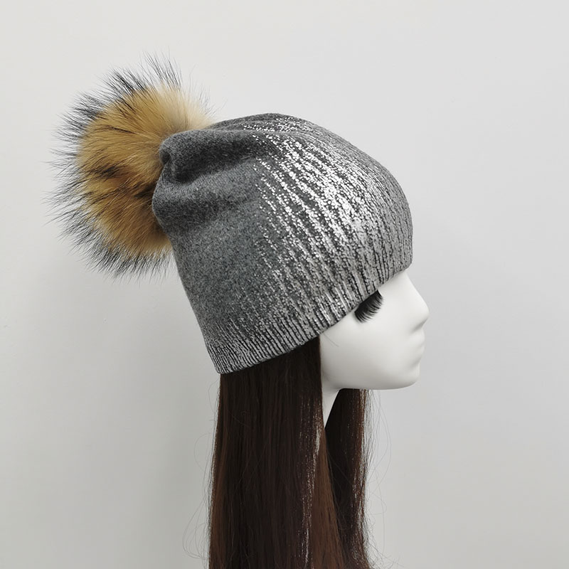 Women'S Real Y2K Fashion - JANEFUR-gorro de Angora con pompón de