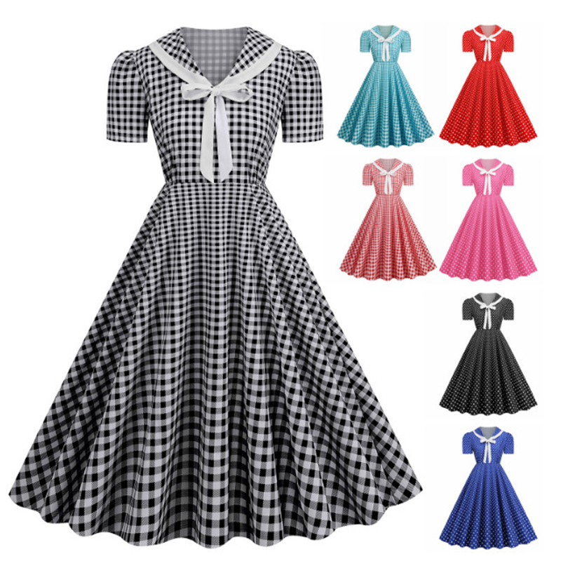 Women'S Fashion Of The 50S - Vestido Vintage con estampado de lunares