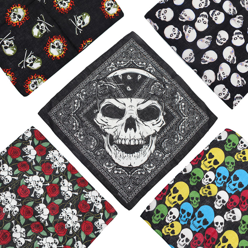 Women Fashion Drawing - Pañuelo cuadrado de calavera para hombre