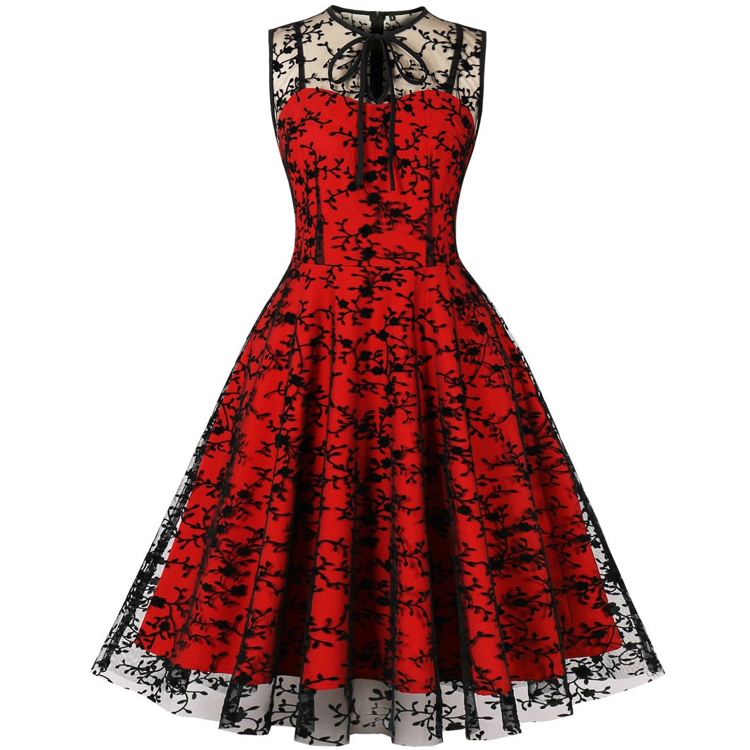 Women'S Fashion Of The 50S - Vestido de verano de gasa Rockabilly
