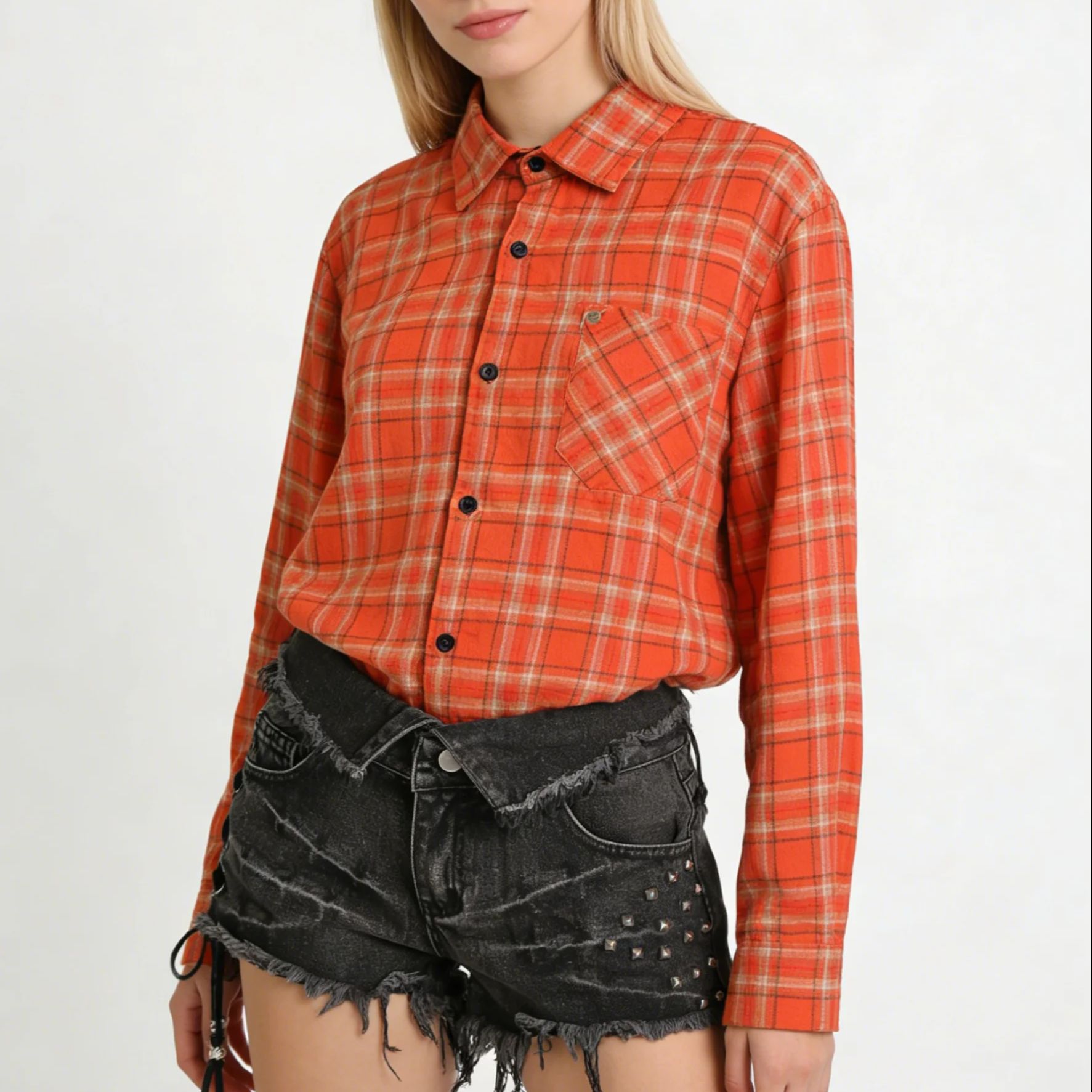 Camisa Casual Naranja de Manga - Women'S Y2K Fashion Aesthetic reseña y precio