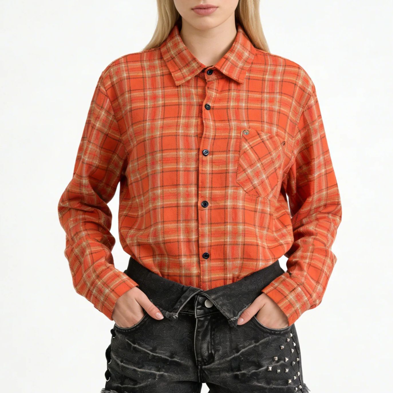 Camisa Casual Naranja de Manga - Women'S Y2K Fashion Aesthetic reseña y precio