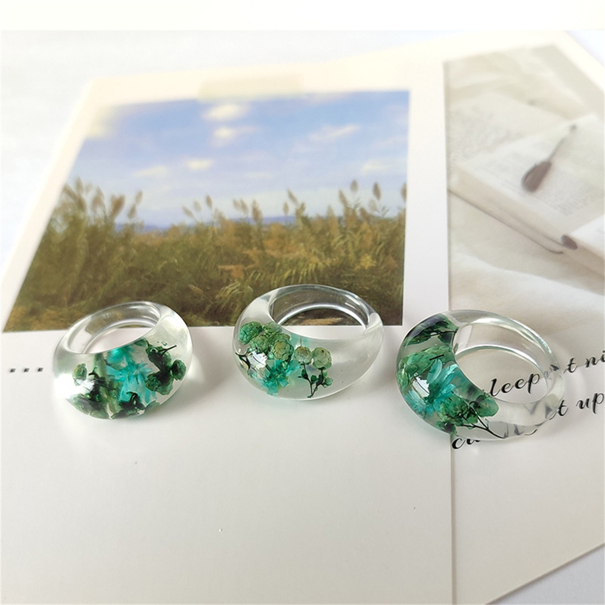 Anillo de resina transparente  - Women'S Real Y2K Fashion reseña y precio
