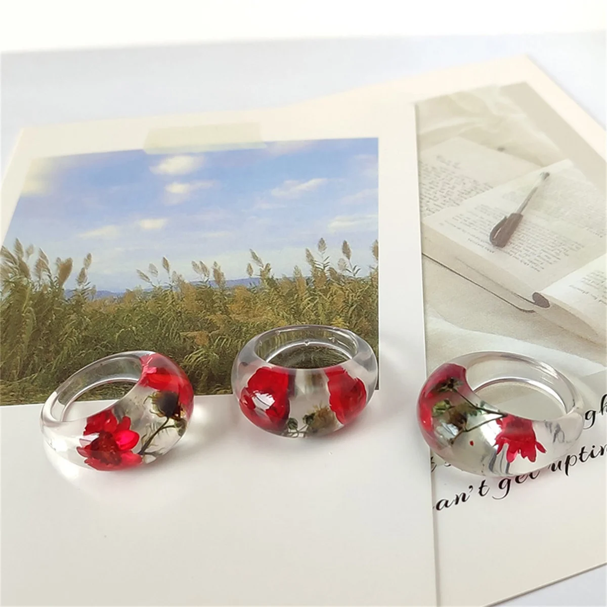 Anillo bonito de resina transp - Women'S Real Y2K Fashion reseña y precio