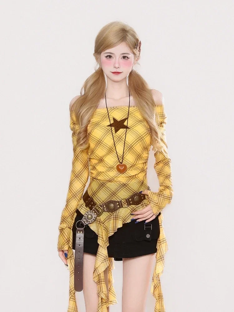 Camiseta vintage Y2K con cuell - Women'S Y2K Fashion Aesthetic reseña y precio